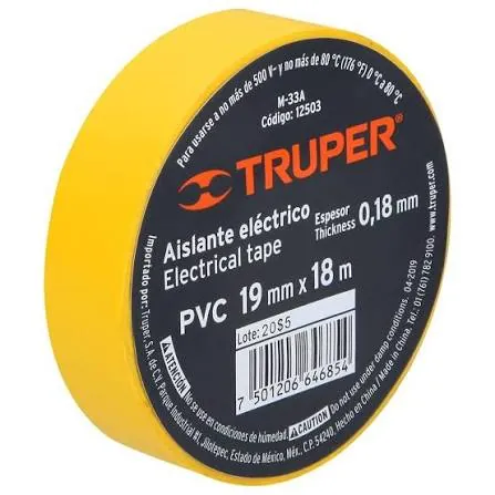 Cinta aislante d/color amarilo - Truper