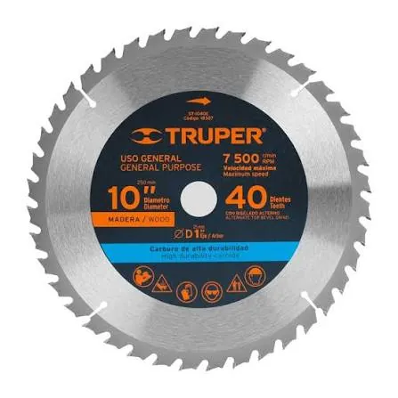 Disco corte de madera 10"truper 40dient c/1"
