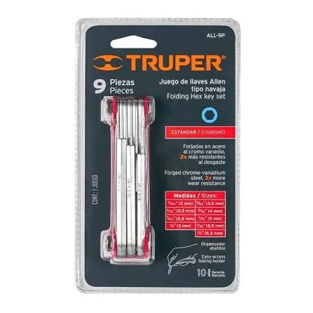 Juego de 9" llave Allen cj*6 - Truper