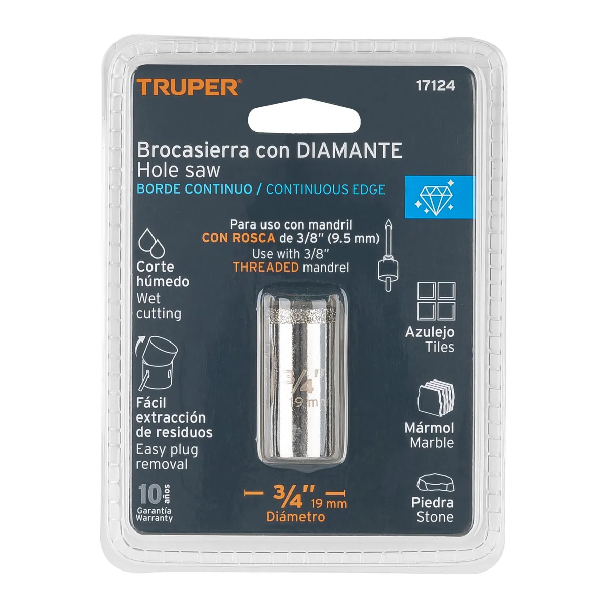 Sierra copa continuo con diamante p/diamante 3/4 - Truper